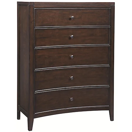 Drawer Chest with 5 Drawers in Brown Cherry Finish